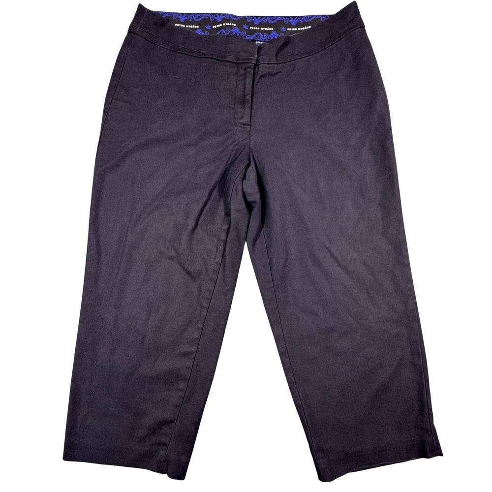Peter Nygard Women Black Cropped Capri Pants Stretch Straight Leg Plus Size 18W